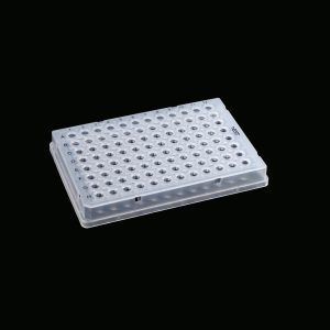 0.1 mL 96 Well PCR Plate, Full Skirt, Clear, H1 Notch, Sterile