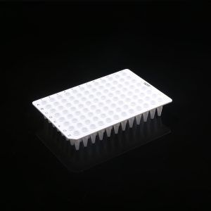 100ul 96 Well PCR Plates, No Skirt, Roche, A12/H12 Notch, White, 10/pk, 50/cs