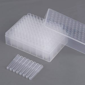 1.1ml Cluster Tubes,  8-Tube Strip Format, rack packaging, Non-Sterile, 12/rack