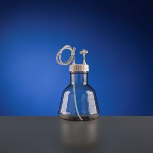 1000mL PETG Erlenmeyer Flask, Flat Bottom, with Bi-Directional Transfer Cap, TPE Tube (50cm 1/8" ID 1/4" OD) , Heat seal, Vent Filter (0.22 μm 13.8cm²), Sterile