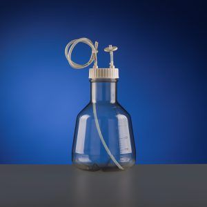3L High Efficiency Erlenmeyer Flask with Baffles,  with Bi-directional Transfer Cap with TPE Tube (50cm 1/8" ID 1/4" OD), Vent Filter (0.22 μm Φ24mm), Sterile