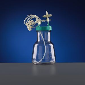 3L Wide-mouth High Efficiency Erlenmeyer Flask with Baffles,  with Bi-directional Transfer Cap with TPE Tube (50cm 1/8" ID 1/4" OD), Vent Filter (0.22 μm Φ24mm), Sterile