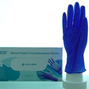 Nest Nitrile Examination Gloves, Blue, 3 mil, powder free, extra large 90/pk