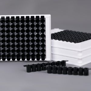 96 Well ELISA Plate, 8-Well, Detachable, High Binding, White Frame & Black Well