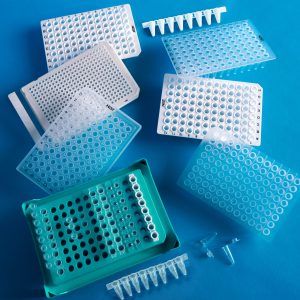 0.1ml 96 well Duo Material PCR plate, Full-skirted, White Frame, Clear Wells