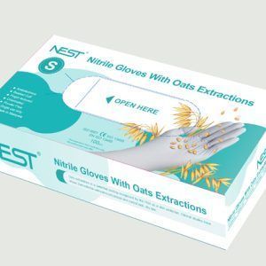 Nitrile gloves with oats extractions, powder free, a patented coating recognized by the FDA as a skin protectant, L, 100/pk