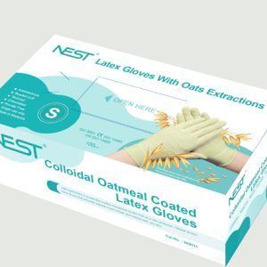 Latex Gloves with Oats Extractions, Powder Free, a patented coating recognized by the FDA as a skin protectant, L, 100/pk