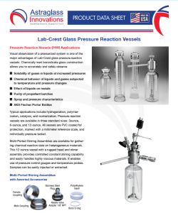 PRV (Pressure Reaction Vessels) Product Datasheet"